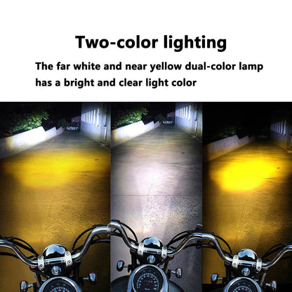 12V/24V Mini Lens LED Headlight – Dual Color Hi/Low Beam Motorcycle & Vehicle Fog Light