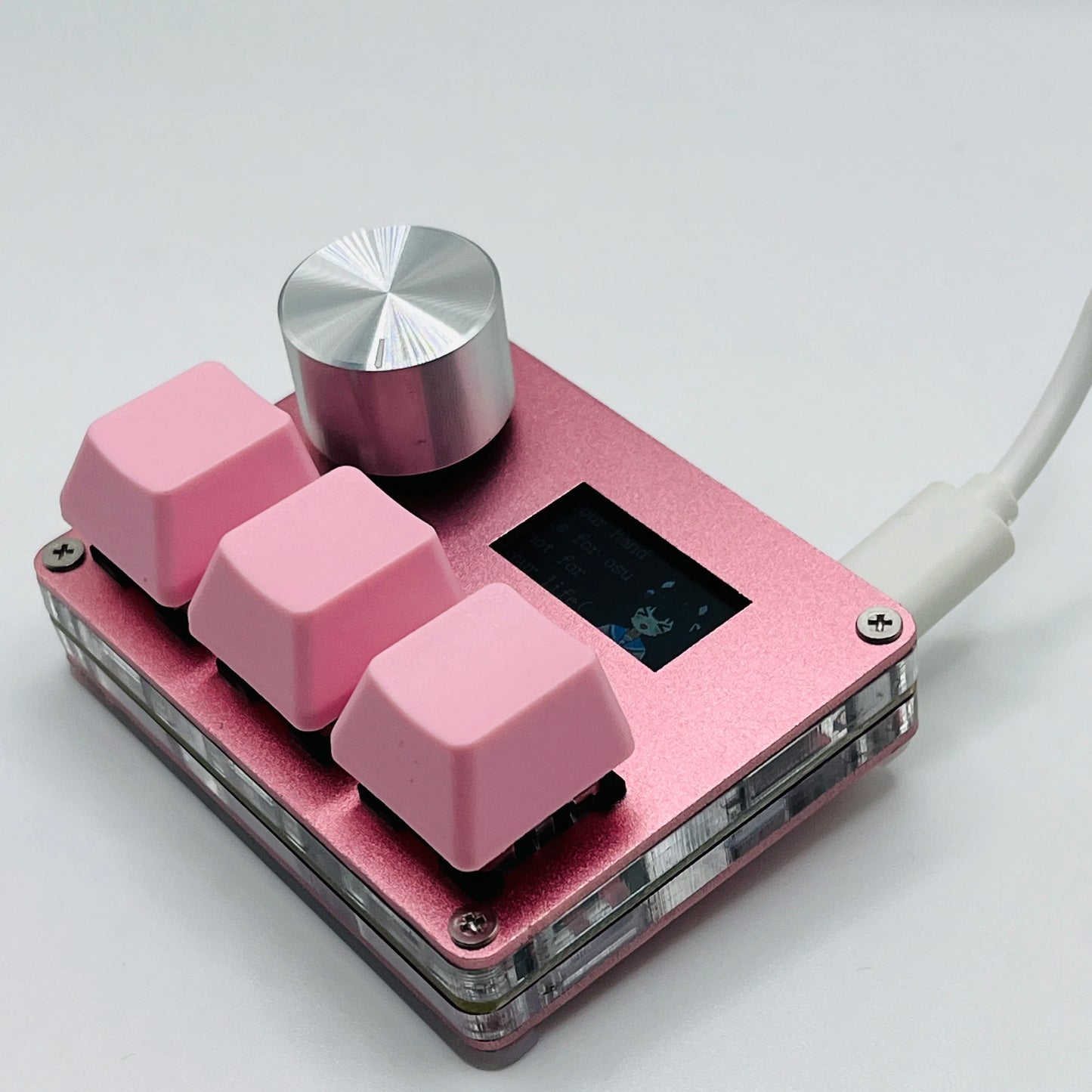 O3C SayoDevice OSU O3C Rapid Trigger Hall Switches – Magnetic Pink Keyboard Switches with Knob, Screen Copy & Paste Shortcut