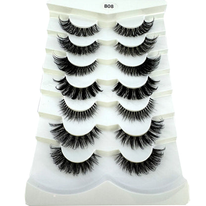 HBZGTLAD 7 Pairs Cat Eye Faux Mink Lashes – Clear Band, Wispy & Natural Full Strip Eyelashes