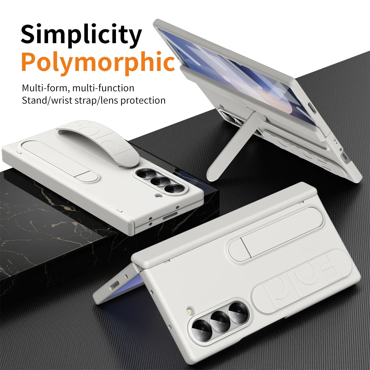 Original Silicone Grip Phone Case for Samsung Galaxy Z Fold 4-7 – Stand & Hinge Protective Cover with Glass Film