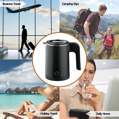 500ML Stainless Steel Portable Electric Kettle — Travel Water Boiler Pot for Hotel, Home, Kitchen, Tea, and Coffee