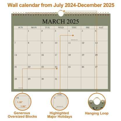 2025 Wall Calendar – 12-Month Planner (Jan-Dec), 8.7"x11" Office & Home Organizer