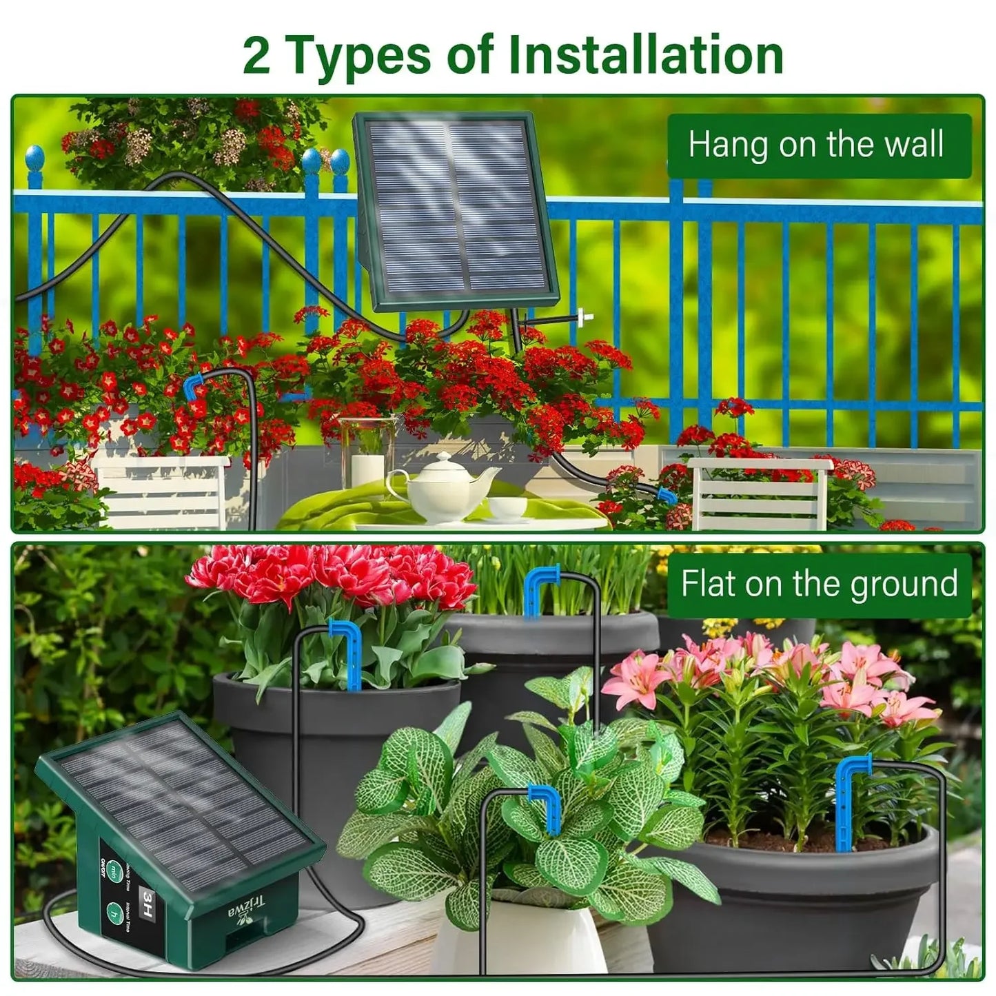 Solar Garden Drip Irrigation System — Automatic Balcony Watering DIY with Drip Hose
