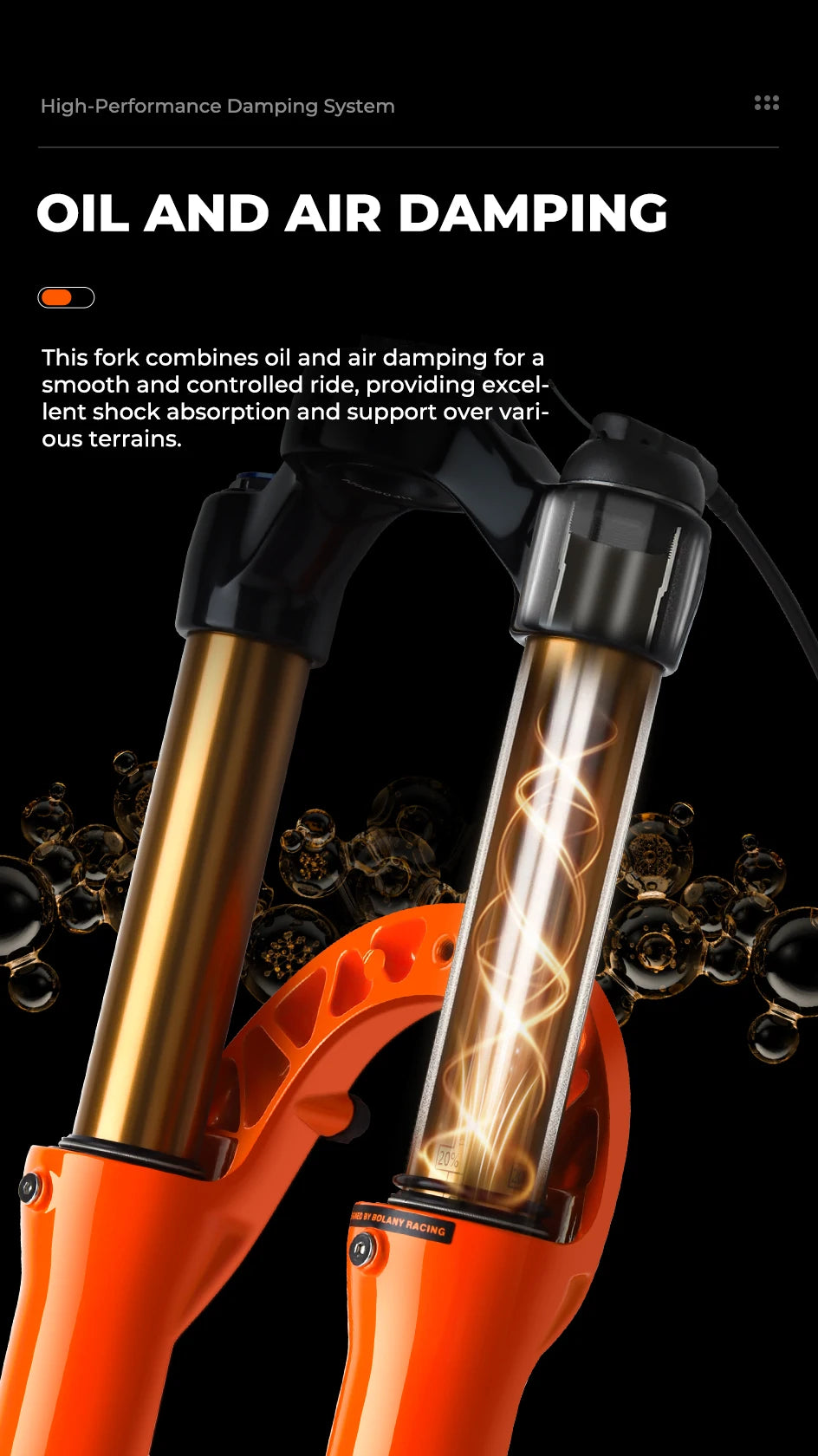 BOLANY Bike Air Fork – 27.5/29inch, 120mm Travel, Lightweight Magnesium Alloy Oil Air Suspension with Quick Release