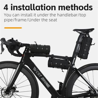 WEST BIKING Large Capacity Bike Front Bag: Waterproof Multifunction Cycling Handlebar Storage for Road and MTB Bicycles