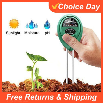 3 in 1 Soil pH Meter - Sunlight, Moisture & pH Tester for Garden Plants, Acidity & Humidity Monitor Detector