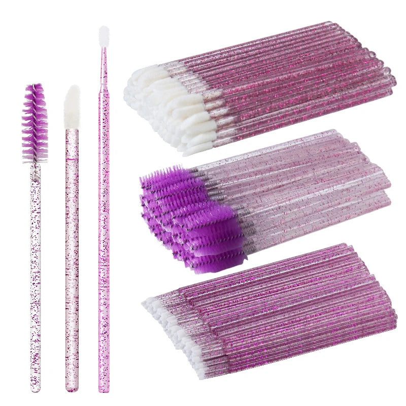 ANNAFRIS 50pcs Disposable Eyelash & Eyebrow Brushes — Soft Crystal Lash Extension Mascara Wands Makeup Tools