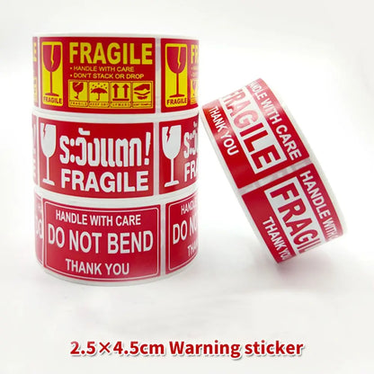 250Pcs Fragile Warning Stickers – Shipping Care Labels, Handle With Care Express Tags