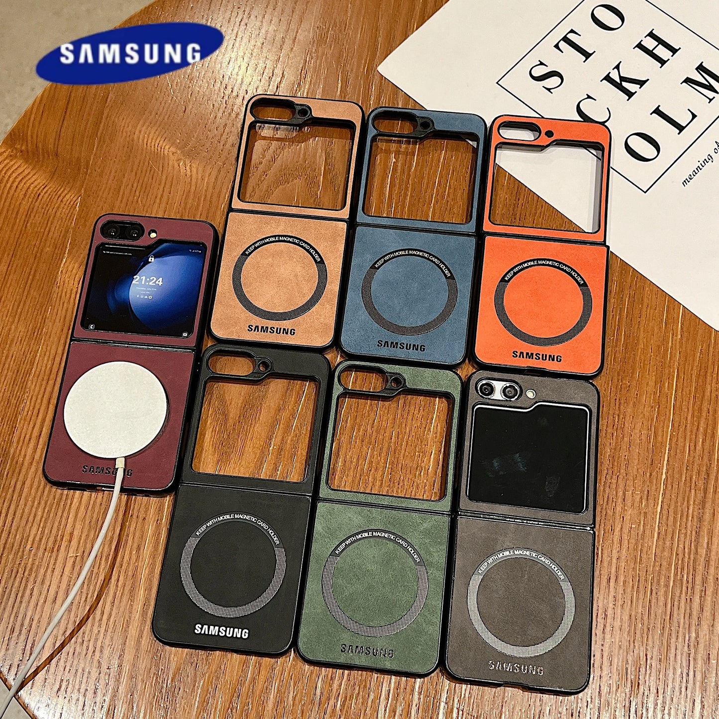 MagSafe Matte PU Leather Case for Samsung Galaxy Z Flip 6/5/4/3 & Z Fold 6/5/4/3 – Magnetic Luxury Flip Cover Skin Feel