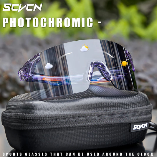 SCVCN Photochromic Sunglasses for Cycling & Outdoor Sports - Men & Women's MTB Climbing Eyewear, Driving Bicycle Goggles
