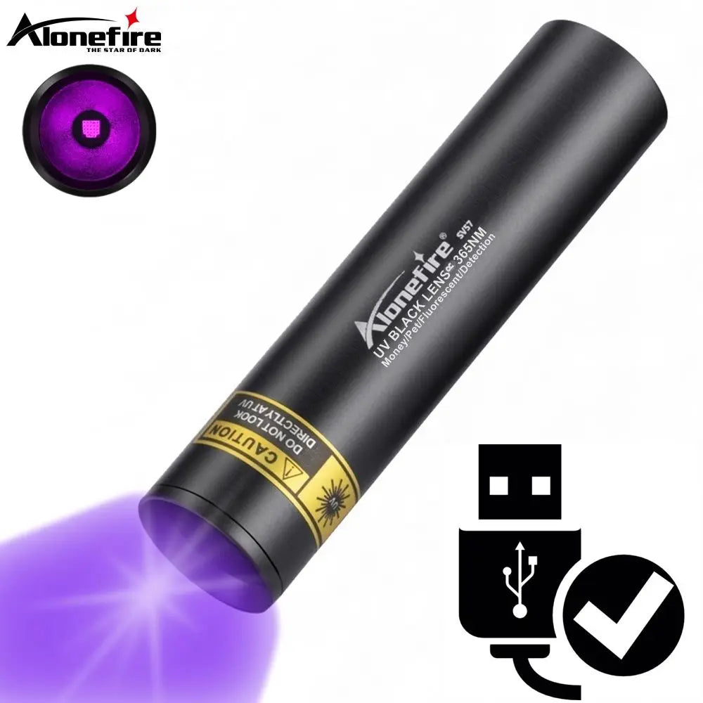 Mini 3W 365nm UV Flashlight – Rechargeable Ultraviolet Torch for Manicures, Pet Urine, Tinea, Money, Ore & Scorpion Detection