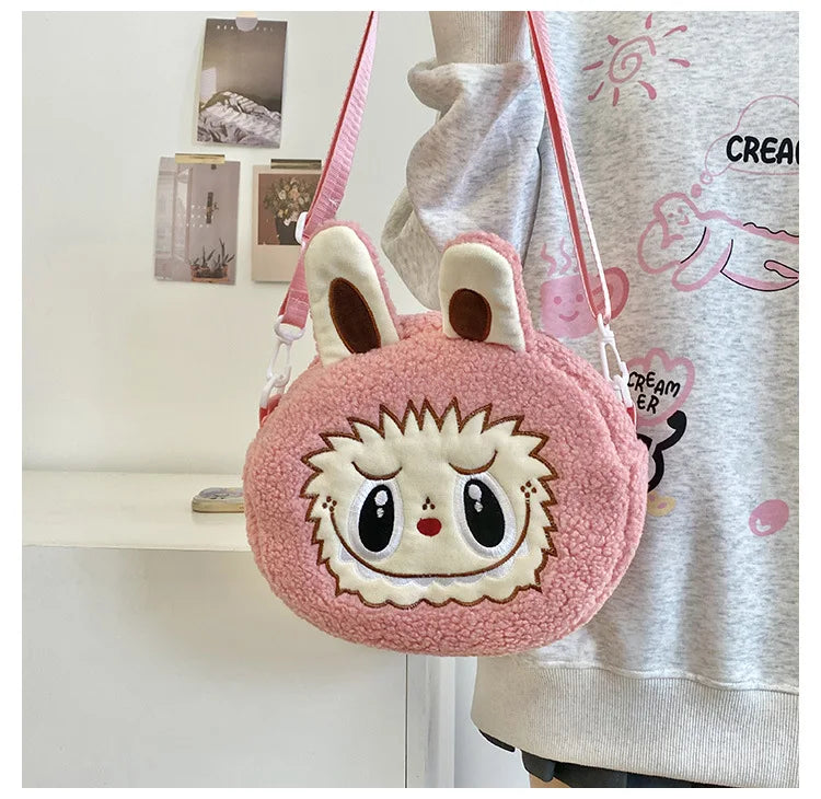 Labu Cartoon Crossbody Plush Bag – Kids Backpack & Shoulder Bag Doll Change Purse, Perfect Gift for Girls