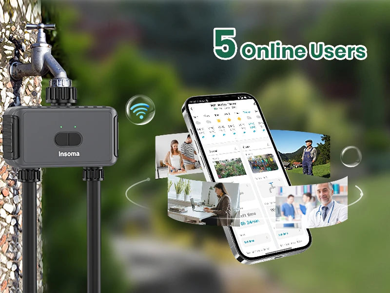 Zigbee/WiFi Automatic Water Timer – Dual Hose Garden Irrigation System, Sprinkler Programmer, Alexa Support