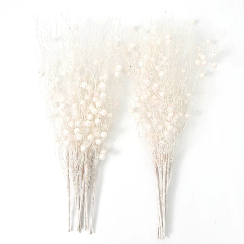 5PCS Glitter Artificial Berry Bouquet | Christmas Tree Ornament & Home Decor for New Year 2026, Navidad DIY Wreath Accessories