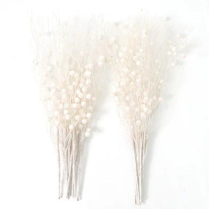 5PCS Glitter Artificial Berry Bouquet | Christmas Tree Ornament & Home Decor for New Year 2026, Navidad DIY Wreath Accessories