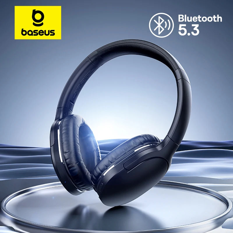 Baseus D02 Pro Wireless Headphones - Bluetooth 5.3, Foldable Sport Headset, Over-Ear Gaming Bluetooth Earbuds