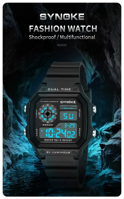 SYNOKE Digital Sports Watch for Men & Women – Luminous, Multifunction, Waterproof Wristwatch with Seven Lights for Outdoor & Running