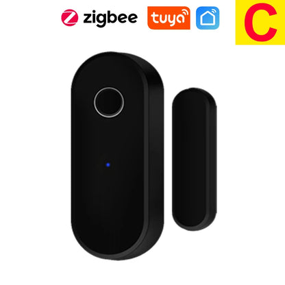 Tuya Smart Zigbee Door & Window Sensor – Black Open/Close Detector for Smart Home Security, Compatible with Smart Life App
