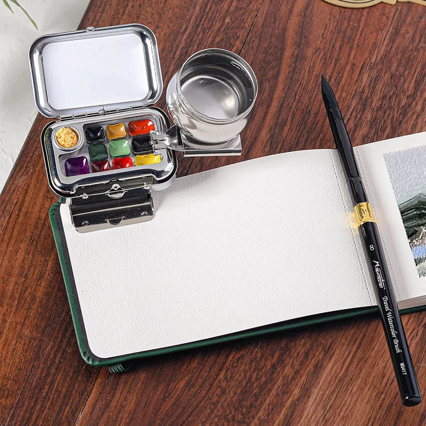 Mini Portable Watercolor Paint Dispenser Set: Travel Watercolour Paint Set with 10/16 Grids Palette Empty Box