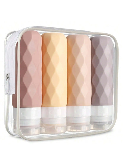 4-Pack Silicone Travel Bottles – 3oz TSA-Approved, Leak-Proof, BPA-Free Portable Toiletry Containers