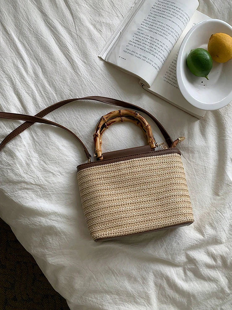 2025 Women’s Summer Woven Bag – Fashion Crossbody & Bucket Shoulder Bag for Casual, Beach, and Daily Use