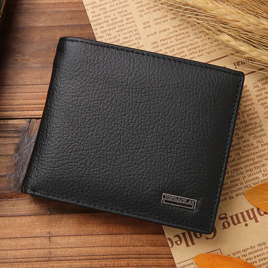 Classic Short Genuine Leather Men's Wallet: Fashion Coin Pocket Card Holder Purse - Simple Quality Male Wallets