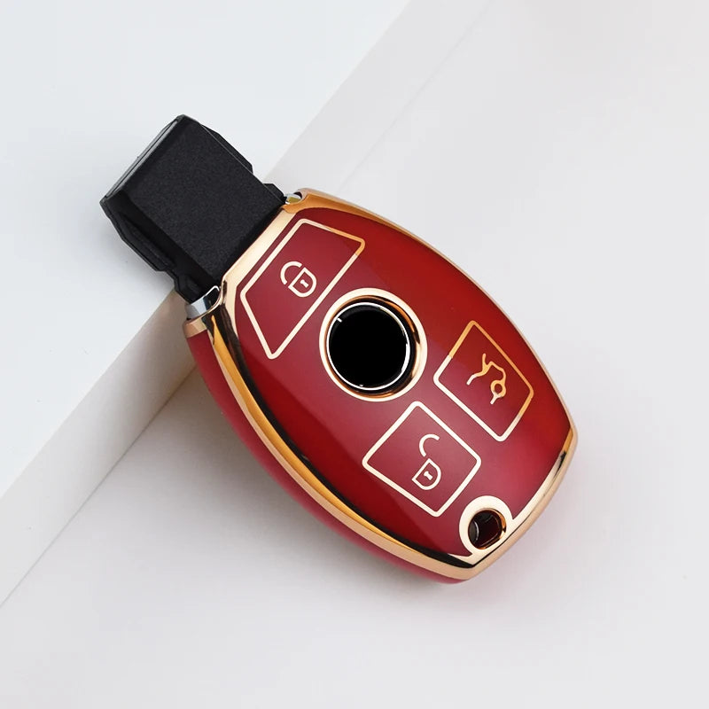 Car Key Case Cover – Key Bag Accessories for Mercedes Benz A/B/C/S Class, AMG, GLA, CLA, GLC W176/W221/W204/W205 Fob Keychain