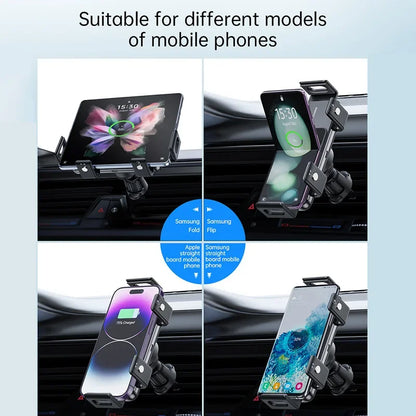 Dual Coil Wireless Car Charger for Samsung Galaxy Z Fold 3/2, Flip 4/3 and iPhone – Fast Charging Vent Mount Holder