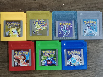 16-Bit GBC Game Cartridge – Pokémon Series Blue, Crystal, Gold, Green, Red, Silver, Yellow (USA Version)