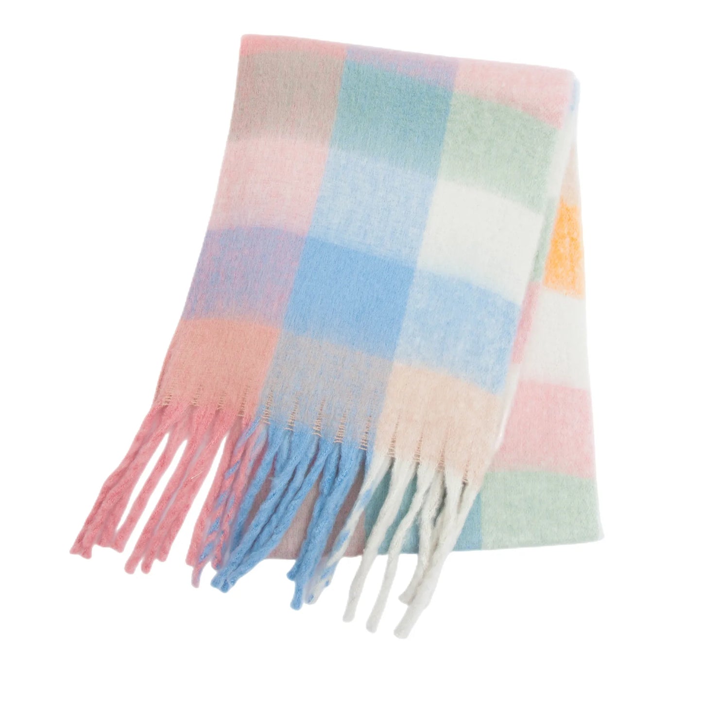 2025 Women's Winter Thick Cashmere Scarf – Warm Pashmina Shawl with Rainbow Tassels & Wraps