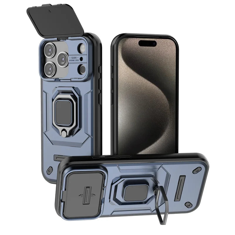 Armor iPhone 17 Pro Max Case – Slide Camera Protection with Ring Holder Cover