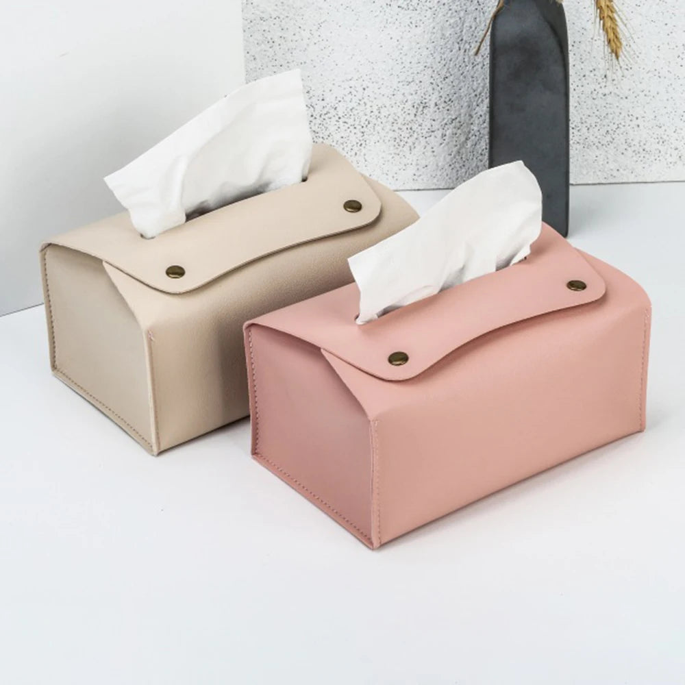 PU Leather Tissue Box – Desktop Storage Organizer for Dining Room, Living Room & Kitchen, 1PC