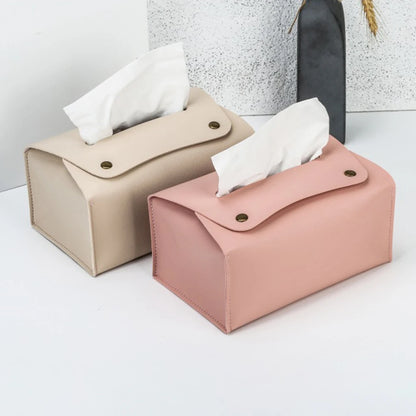 PU Leather Tissue Box – Desktop Storage Organizer for Dining Room, Living Room & Kitchen, 1PC