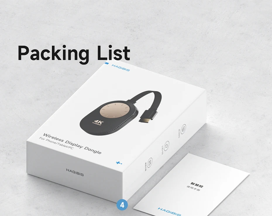 Hagibis Wireless HDMI Display Dongle Adapter – 4K@60Hz Wireless Extender for Laptop, PC, Smartphone, HDTV, Projector, IOS