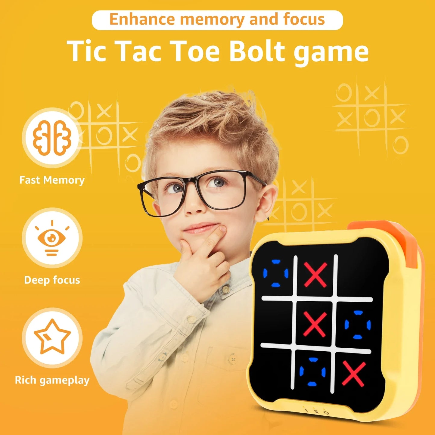 Tic Tac Toe Electronic Game – Noughts & Crosses Memory Training Toy, Portable Travel Game for Kids & Adults