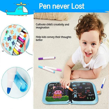 Erasable Doodle Book for Kids – Reusable Drawing Pad with 12 Watercolor Pens, Preschool Painting & Writing Set