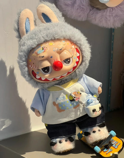 Premium Labubu Zimomo Angel Doll Clothes Set  — 17cm Mokoko Vinyl Pendant Plush & Clothes Set (Fits Labubu 1st & 2nd Gen) — Birthday Gift