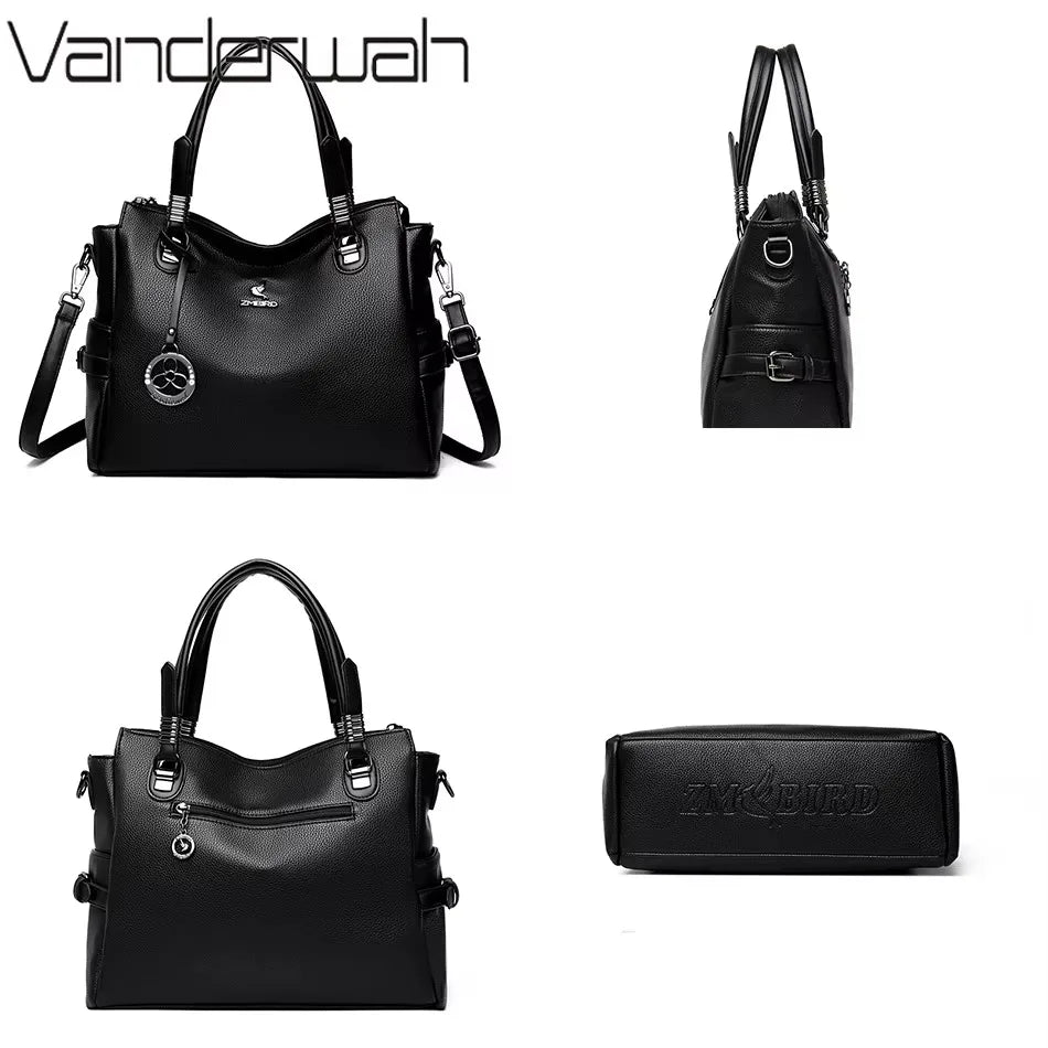 Luxury Women’s Leather Handbag – Large Capacity Shoulder & Crossbody Designer Bag
