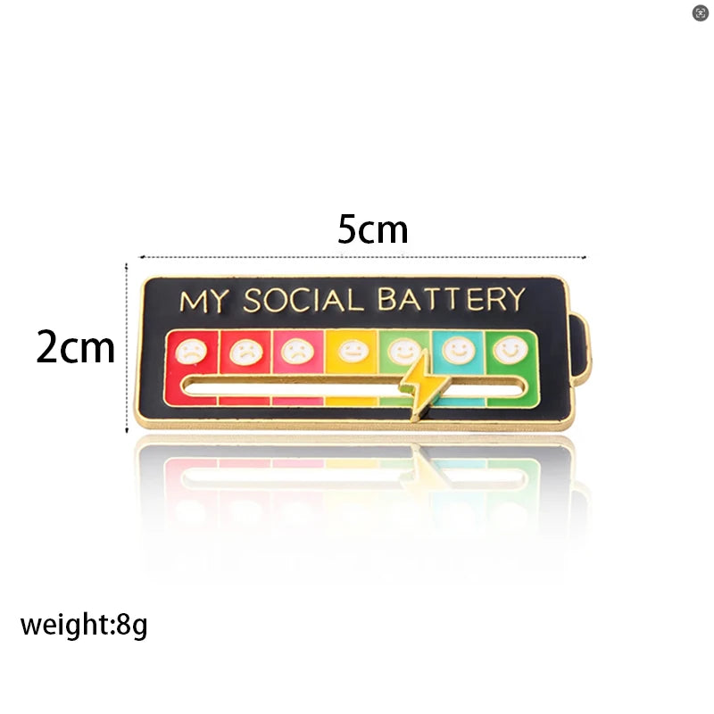 Mood Conversion Energy Brooch – My Social Battery Expression Pin for Men & Women, Clothing Badge