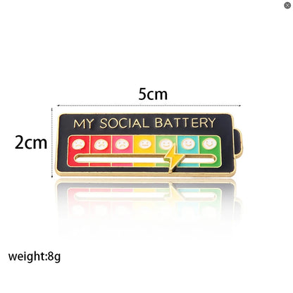 Mood Conversion Energy Brooch – My Social Battery Expression Pin for Men & Women, Clothing Badge