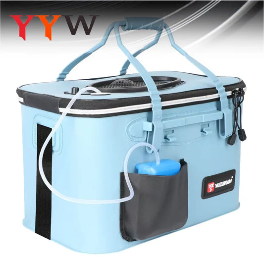 Multifunction Fishing Bucket with Oxygen Pump – Portable Tackle Box & Live Fish Storage Barrel for Camping & Outdoor