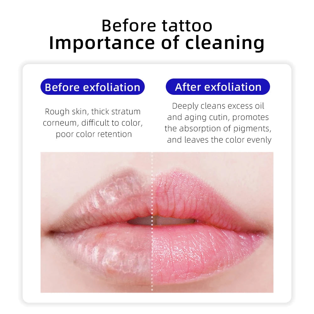 Aimoosi Exfoliating Gel – Clean Skin Cuticle Prep for Semi-Permanent Microblading, Eyebrow & Lip Tattoo Coloring