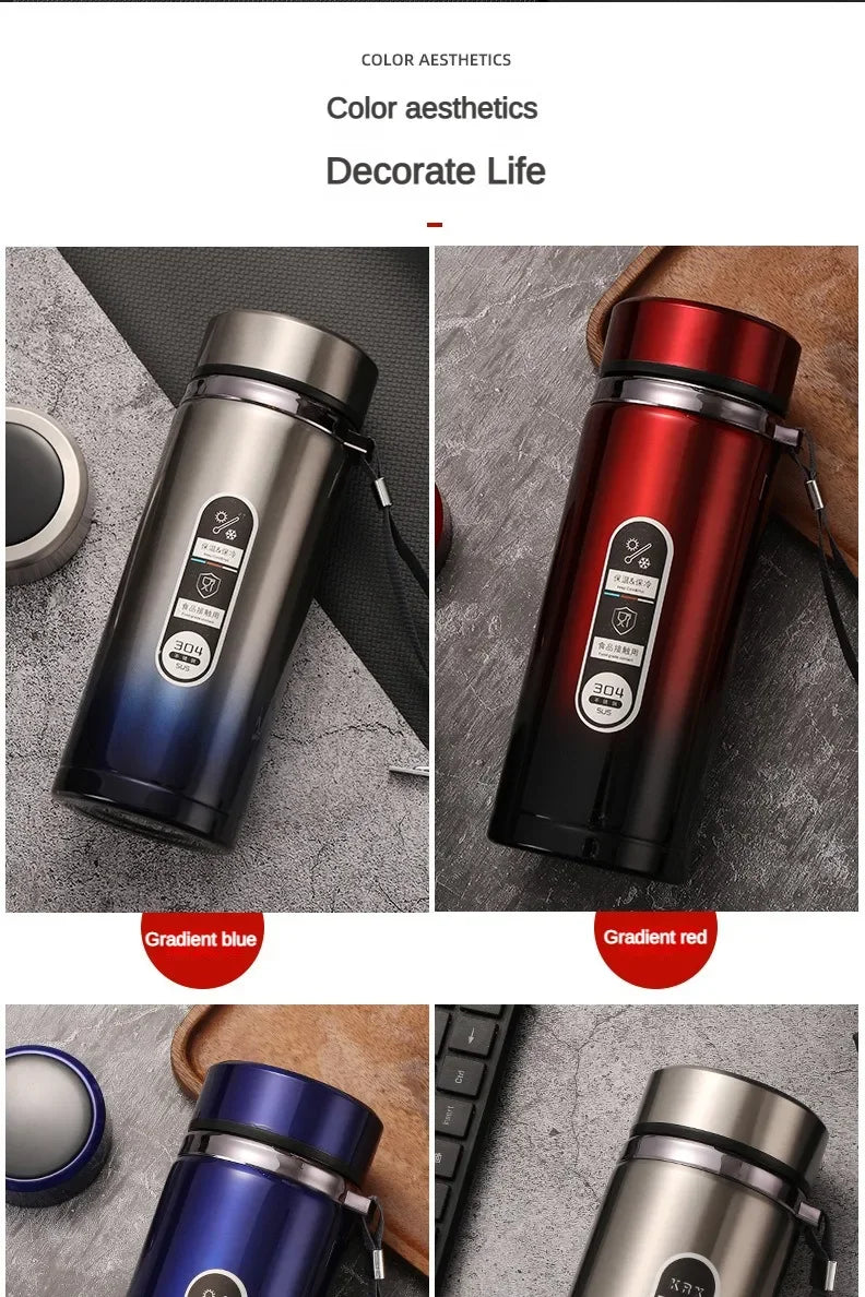 Stainless Steel Thermos Bottle 500ML-1L with LED Temperature Display - SUS304 Vacuum Flask for Tea and Water, Portable Travel Cup