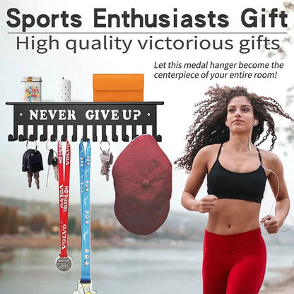 Sports Medal Display Rack – Metal Hanger Holder Organizer for Football, Basketball, Volleyball, and Ribbon Medals