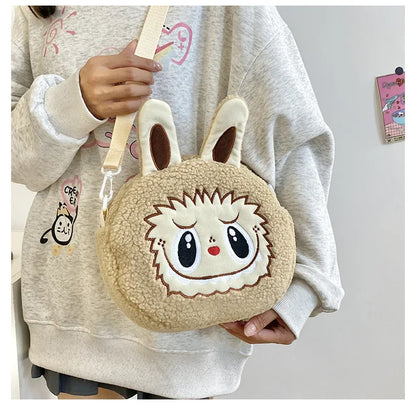Labu Cartoon Crossbody Plush Bag – Kids Backpack & Shoulder Bag Doll Change Purse, Perfect Gift for Girls