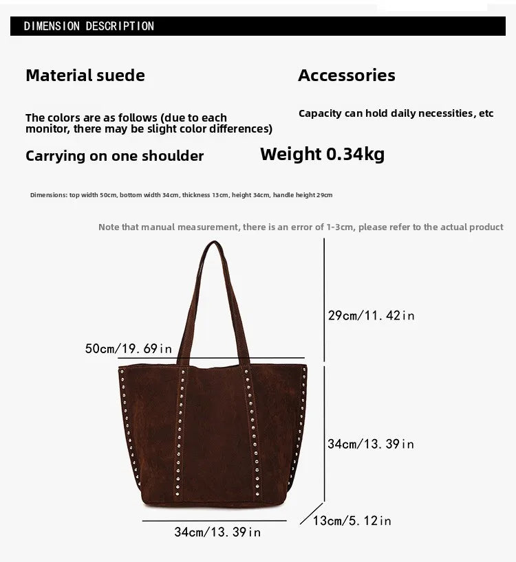 2025 Women’s Faux Suede Handbag – High-Quality, Versatile Large Capacity Shoulder Bag