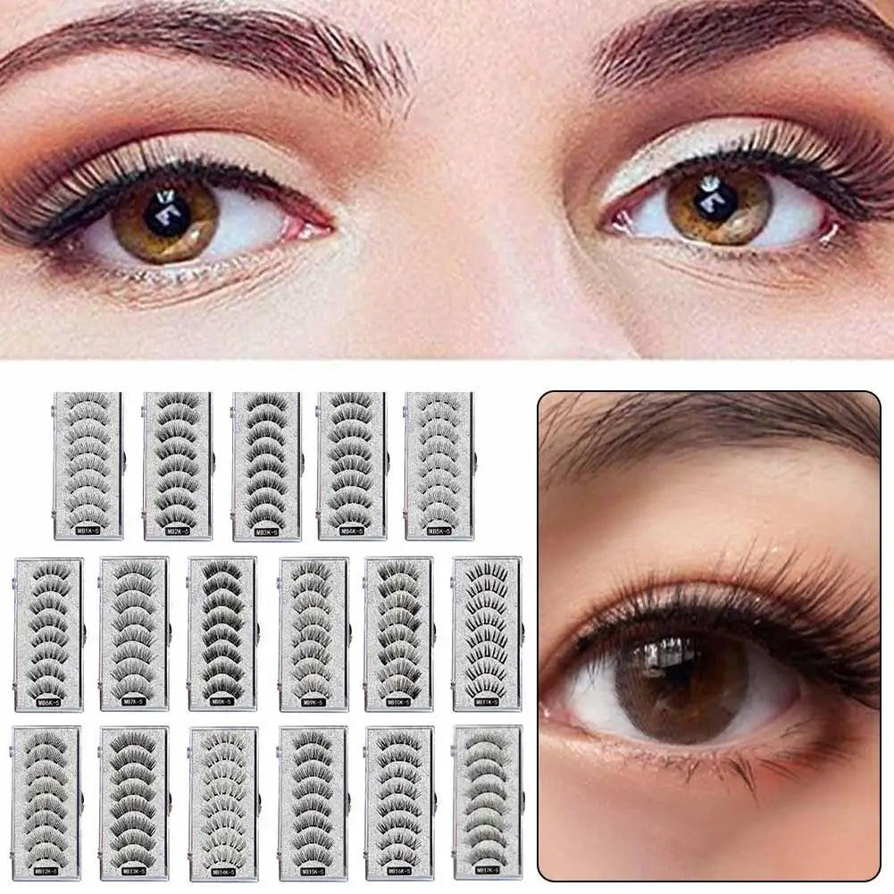 3D Natural Magnetic Eyelashes – 5 Magnetic Lashes with Handmade Gift Box, Reusable Extensions