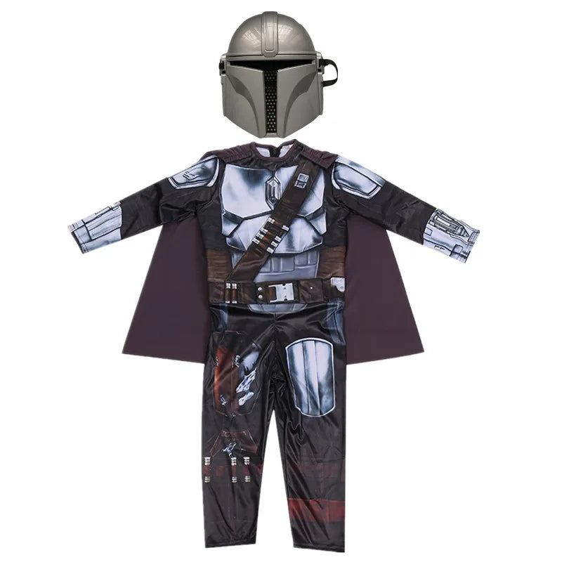 Boys' Mandalorian Beskar Armor Costume with Mask for Halloween - Classic Movie Cosplay Outfit for Kids