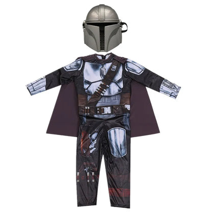 Boys' Mandalorian Beskar Armor Costume with Mask for Halloween - Classic Movie Cosplay Outfit for Kids