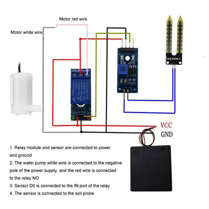 16PCS Automatic Irrigation Module Kit – DIY Soil Moisture Sensor with Relay and 50cm Hose for Arduino Watering System